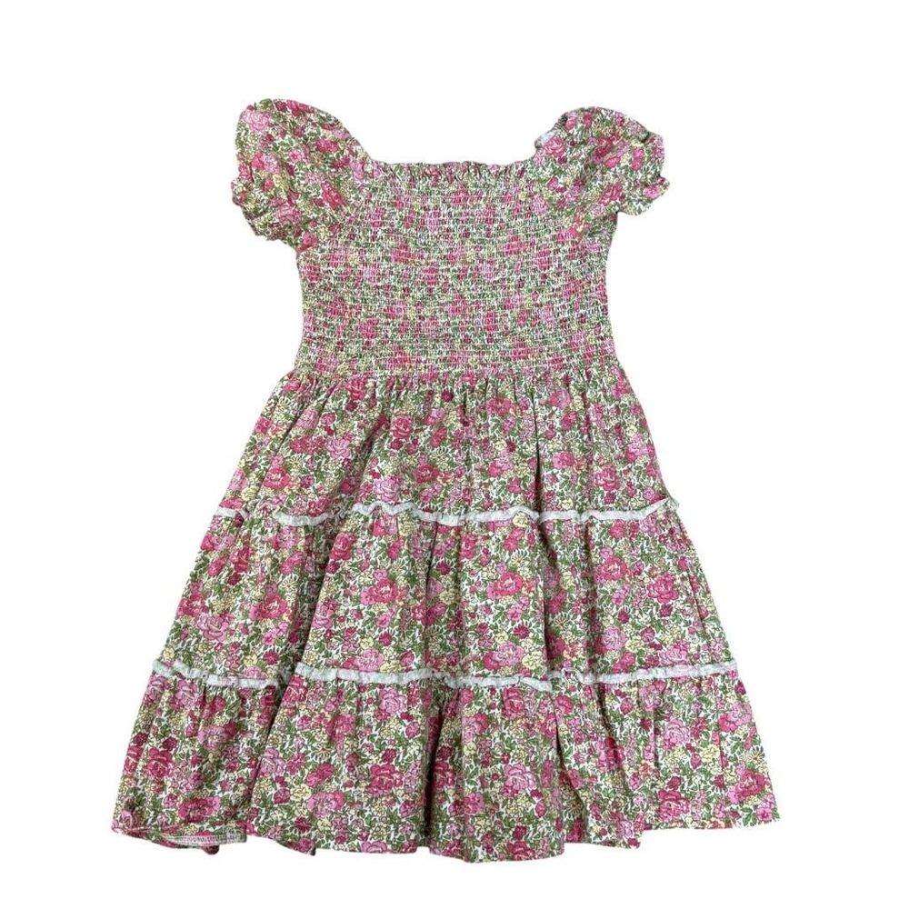 Polo Ralph Lauren Toddler Girls Floral Smocked Short Sleeve Dress size 7 fits sm